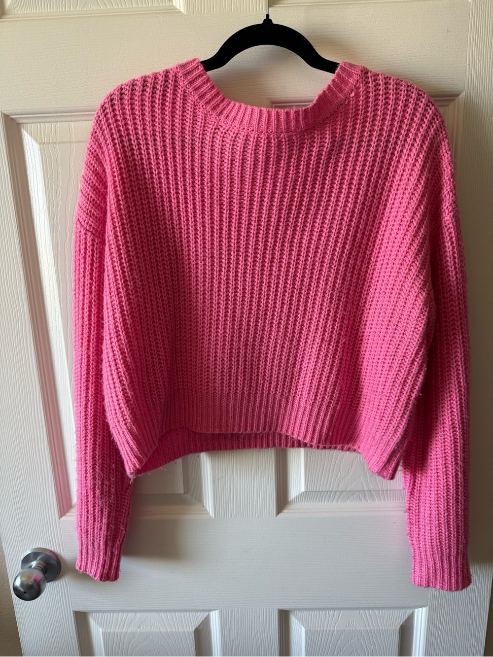 Women’s Pink Chunky Knit Crewneck Sweater
